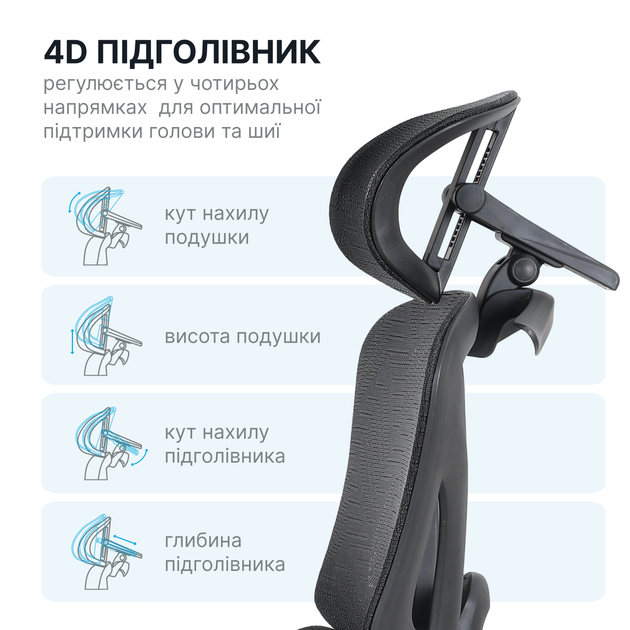 Кресло офисное OfficePro Onix OC975B Mesh эргономичное Black - изображение 12