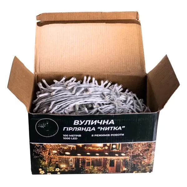 Гірлянда Нитка вулична 100 м 1000 LED з 8 режимами IP65, Світлодіодна новорічна гірлянда на білому проводі від мережі для підсвічування дерев, фасаду, огорожі, тераси, вітрин та святкового декору, Білий - зображення 11