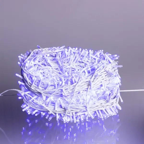 Гірлянда Нитка вулична 100 м 1000 LED з 8 режимами IP65, Світлодіодна новорічна гірлянда на білому проводі від мережі для підсвічування дерев, фасаду, огорожі, тераси, вітрин та святкового декору, Синій - зображення 8