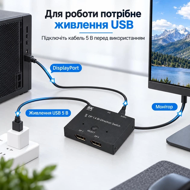 DP разветвитель свитч 2-направленный Schöff 1x2 4K сплиттер (ST-DP02) - Фото 7 DP разветвитель свитч 2-направленный Schöff 1x2 4K сплиттер (ST-DP02) - изображение 7