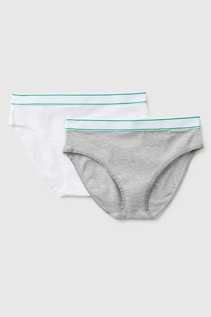 Трусики слип, 2 штуки United Colors of Benetton 104-110(см) Белый/Серый (157907) - Фото 1 Трусики слип, 2 штуки United Colors of Benetton 104-110(см) Белый/Серый (157907) - изображение 1