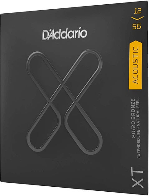 Струны для акустической гитары D'Addario XTABR1256 XT 80/20 Bronze Light Top/Medium Bottom 12/56 - изображение 2