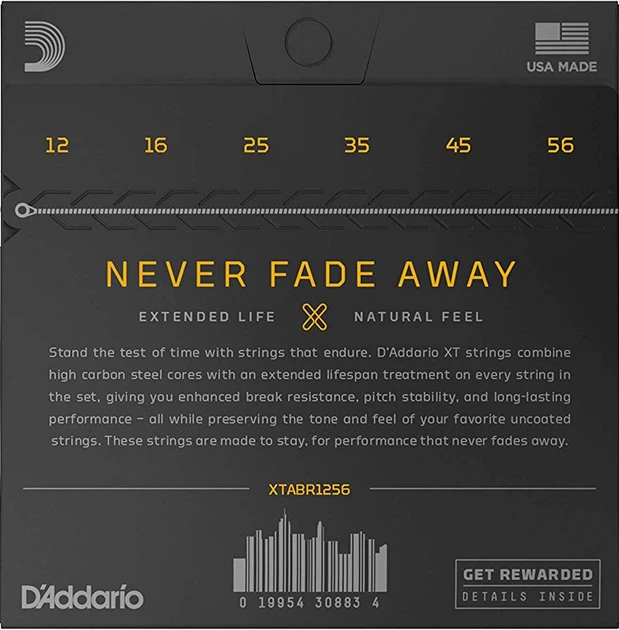 Струны для акустической гитары D'Addario XTABR1256 XT 80/20 Bronze Light Top/Medium Bottom 12/56 - изображение 3