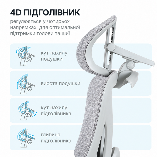 Кресло офисное OfficePro Jade OC970G Fabric эргономичное Gray - изображение 12