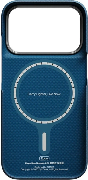 Etui na smartfon Apple iPhone 18 Pro/17 Pro Pitaka Edge Case Argyle MagSafe Midnight Blue (KI1816P) - obraz 2