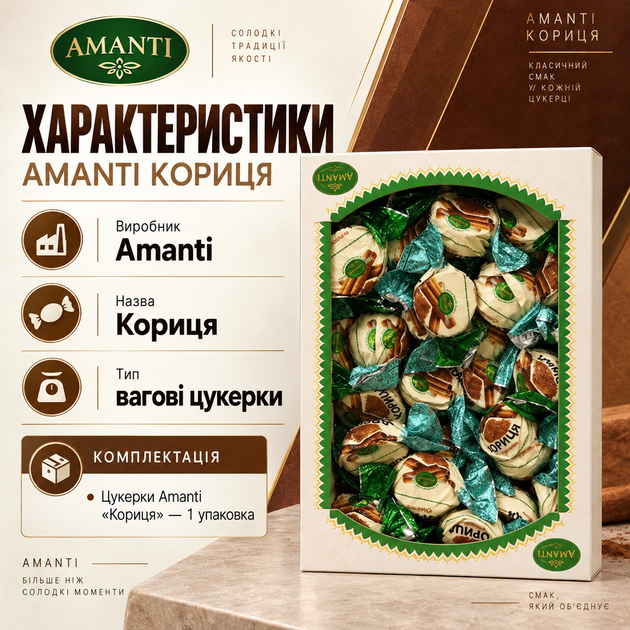 Цукерки Amanti 1 кг з корицею вагові десертні цукерки з пряним ароматом кориці солодощі до чаю кави какао капучино для подарункових наборів кенді-бару святкового столу - Фото 3 Цукерки Amanti 1 кг з корицею вагові десертні цукерки з пряним ароматом кориці солодощі до чаю кави какао капучино для подарункових наборів кенді-бару святкового столу - зображення 3