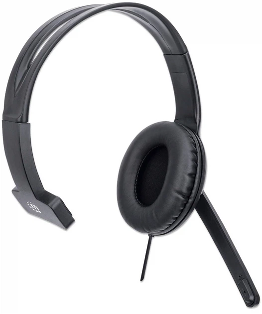 Słuchawki jednouszne z mikrofonem Manhattan Mono USB Headset Over-Ear Czarne (766623179874) - obraz 3