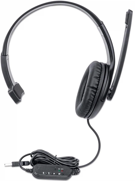Słuchawki jednouszne z mikrofonem Manhattan Mono USB Headset Over-Ear Czarne (766623179874) - obraz 4
