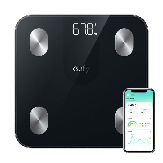 Умные весы eufy Smart Scale A1 Bluetooth, 12 показателей тела, жир, мышцы, кости, кг/фунты, черные - изображение 2