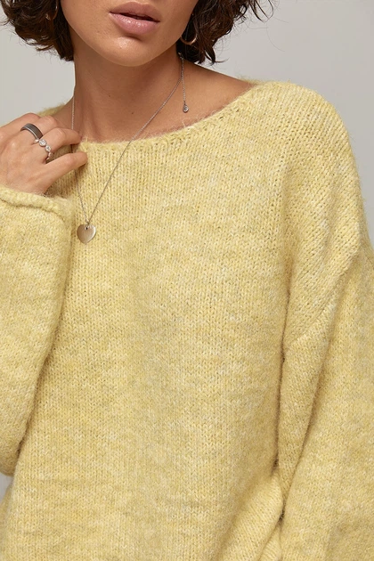 Мохеровый джемпер oversize с широкой горловиной цвет кремовый размер ONE SIZE FL_003577 - изображение 4