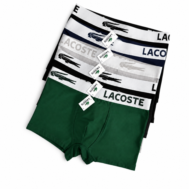Мужские боксеры Lacoste с белой резинкой 2 черные, темно-синие, серые и темно-зеленые размер ХL, комплект 5 шт (LC01-5-01) - изображение 7