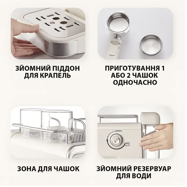 Кавомашина для дому Zерlinе ZР-6802 3000 Вт 20 бар Кавова машина Кавоварка ріжкова - Фото 5 Кавомашина для дому Zерlinе ZР-6802 3000 Вт 20 бар Кавова машина Кавоварка ріжкова - изображение 5