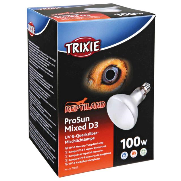 Лампа для террариума Trixie ProSun Mixed D3 УФ-В 100 Вт ртутная (TX-76025) - Фото 1 Лампа для террариума Trixie ProSun Mixed D3 УФ-В 100 Вт ртутная (TX-76025) - изображение 1