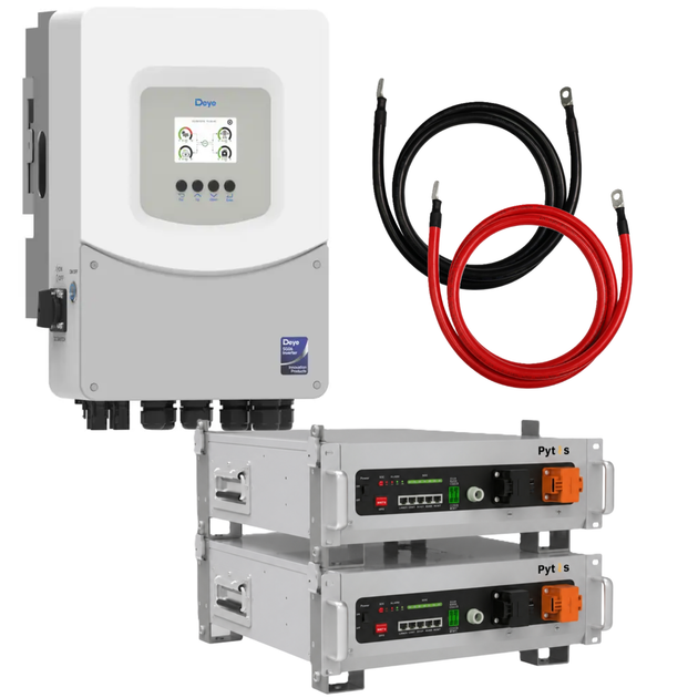 Комплект автономного енергопостачання Deye 6 кВт SUN-6K-SG06LP1-EU-BM2 + Pytes V5° 2 шт 5.12 кВт·год - Фото 2 Комплект автономного енергопостачання Deye 6 кВт SUN-6K-SG06LP1-EU-BM2 + Pytes V5° 2 шт 5.12 кВт·год - зображення 2