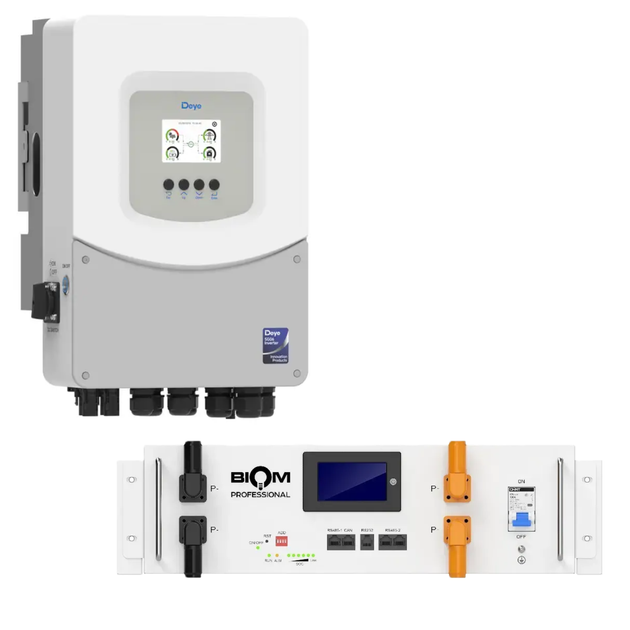 Комплект автономного енергопостачання Deye 6 кВт SUN-6K-SG06LP1-EU-BM2 + Biom Professional BALFP-R512100-UNI 5.12 кВт·год - зображення 2