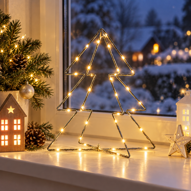 Декоративна LED-ялинка LIVARNO home, 30 LED, 30×30×30 см, тепле біле світло - Фото 3 Декоративна LED-ялинка LIVARNO home, 30 LED, 30×30×30 см, тепле біле світло - зображення 3