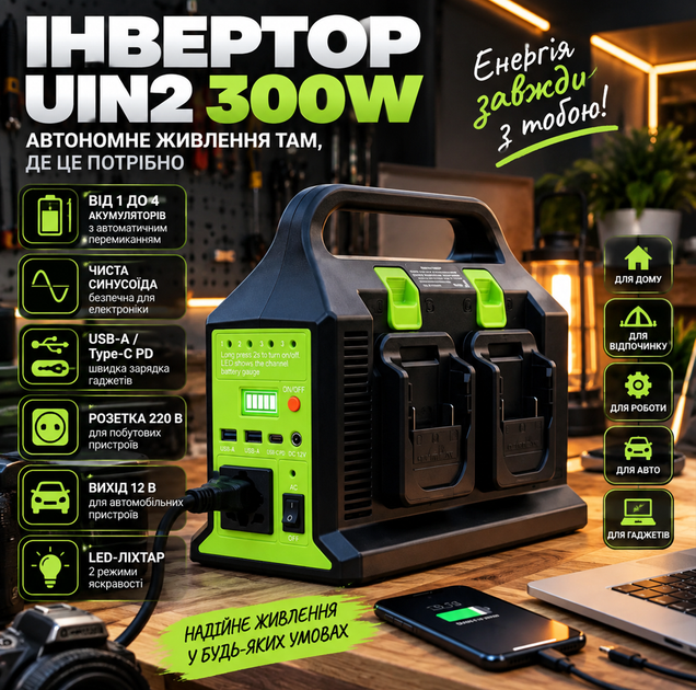 Інвертор будинку UIN2 300W для акумуляторів LXT 12 220 - зображення 4