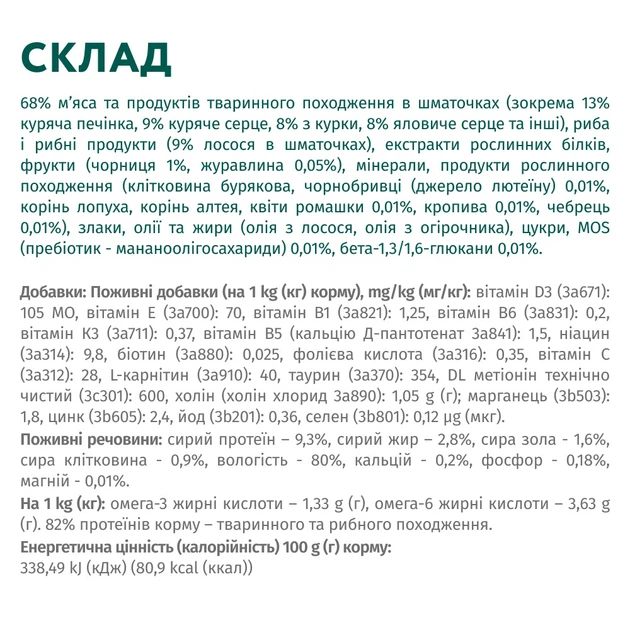 Консервированный корм Optimeal Adult Cats Sterilised Salmon & Blueberries in jelly – влажный корм с лососем и черникой в желе для стерилизованных и кастрированных кошек 85 г (B2712102) x12 шт. - изображение 6