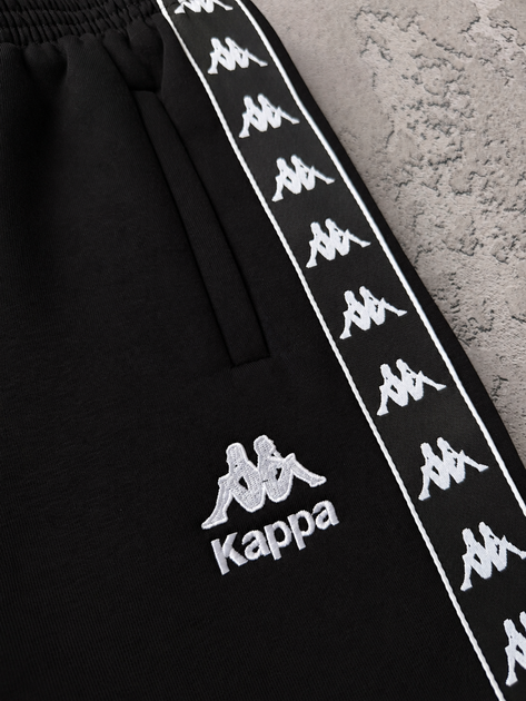 Зимовий чоловічий теплий спортивний костюм Kappa кофта-штани з лампасом ч, чорний, розмір XL - изображение 10