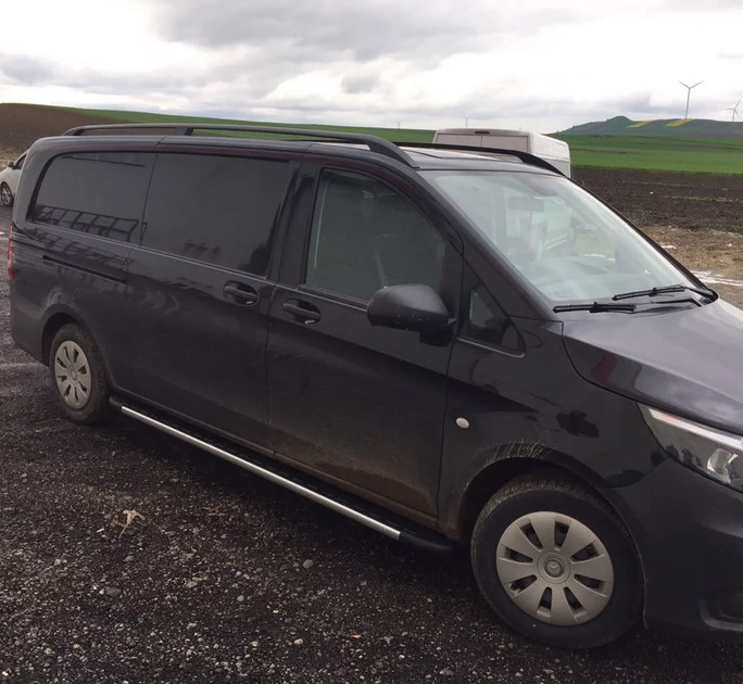 Рейлинги черные Elite пластиковые ножки средняя база LONG для Mercedes Vito W639 2004-2015 гг - изображение 8