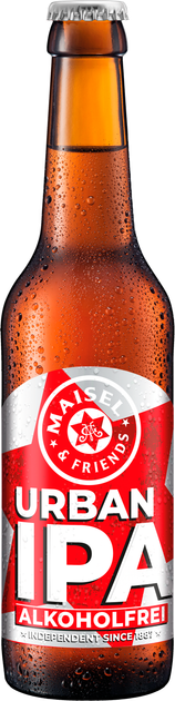 Упаковка пива Maisel & Friends Urban IPA Alkoholfrei світле безалкогольне нефільтроване 0.5% 0.33 л х 24 шт (4017300005617) - Фото 2 Упаковка пива Maisel & Friends Urban IPA Alkoholfrei світле безалкогольне нефільтроване 0.5% 0.33 л х 24 шт (4017300005617) - зображення 2