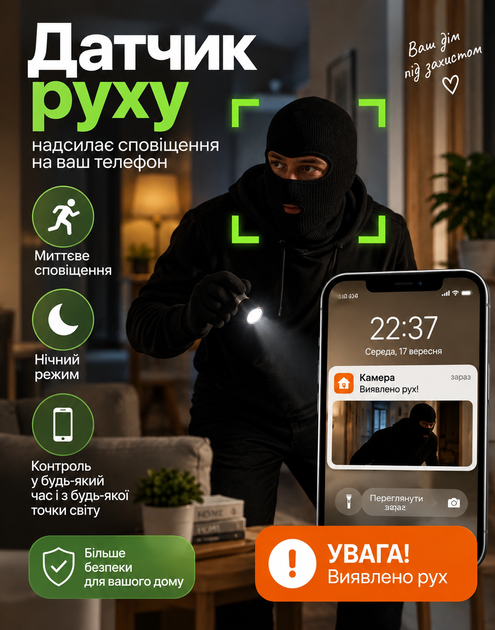 Камера видеонаблюдения мини для дома видеокамера Full HD 1080P WiFi беспроводная ночное видение датчик движения двухсторонняя аудио связь ИК-подсветка скрытая миникамера видеоняня IP камера карта памяти в комплекте - изображение 5