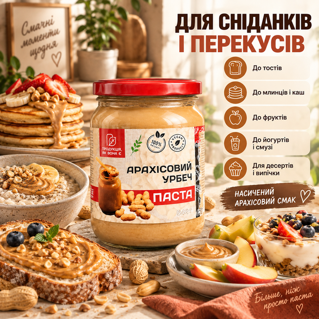 Арахисовая паста Продукція як вона є 540 г натуральная паста 100% обжаренный арахис без добавленного сахара арахисовая паста без пальмового масла консервантов глютена кремовая для завтраков десертов - Фото 4 Арахисовая паста Продукція як вона є 540 г натуральная паста 100% обжаренный арахис без добавленного сахара арахисовая паста без пальмового масла консервантов глютена кремовая для завтраков десертов - изображение 4