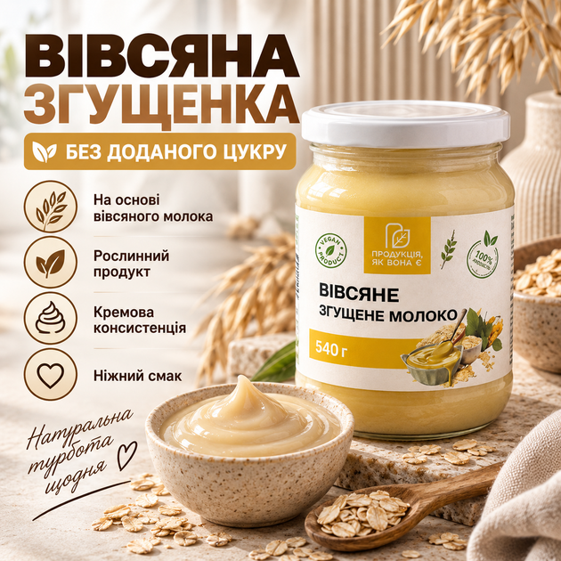 Овсяная сгущенка без сахара 540 г растительное сгущенное молоко на основе овсяного молока кремовая сгущенка без добавленного сахара для кофе чая десертов выпечки кремов начинок - Фото 1 Овсяная сгущенка без сахара 540 г растительное сгущенное молоко на основе овсяного молока кремовая сгущенка без добавленного сахара для кофе чая десертов выпечки кремов начинок - изображение 1