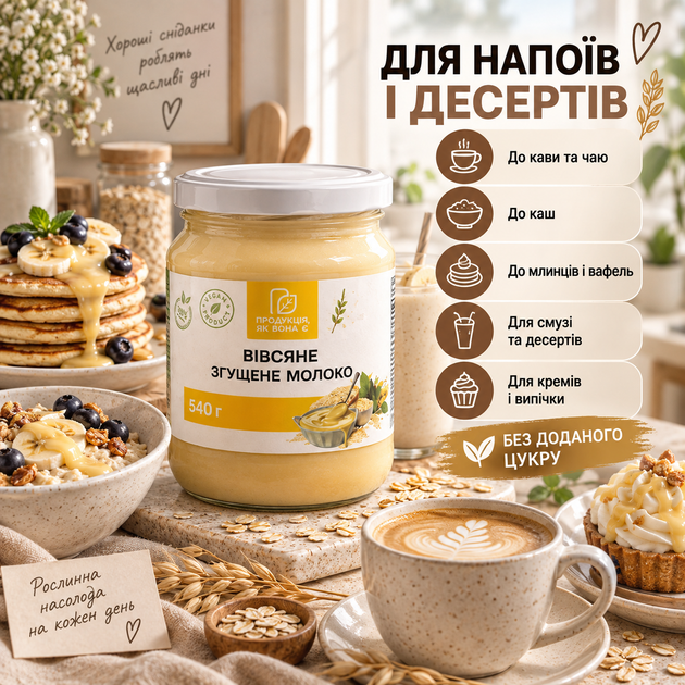Овсяная сгущенка без сахара 540 г растительное сгущенное молоко на основе овсяного молока кремовая сгущенка без добавленного сахара для кофе чая десертов выпечки кремов начинок - Фото 4 Овсяная сгущенка без сахара 540 г растительное сгущенное молоко на основе овсяного молока кремовая сгущенка без добавленного сахара для кофе чая десертов выпечки кремов начинок - изображение 4
