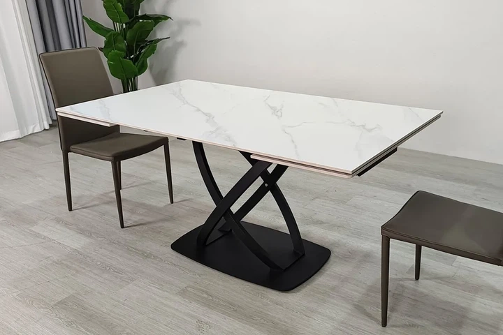 Стол HILDA CERAMIC раскладной 160(240)х90 см керамика белый мат/черный - изображение 3