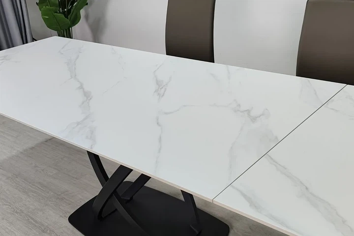 Стол HILDA CERAMIC раскладной 160(240)х90 см керамика белый мат/черный - изображение 8