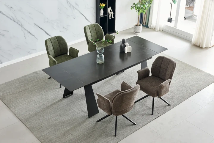 Стол Arnold Ceramic 180(240)х90 см Wic dark grey черный каркас - изображение 4