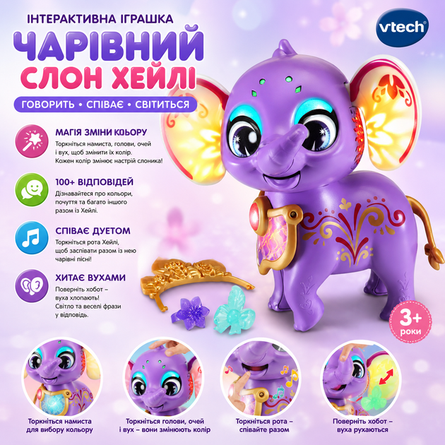Інтерактивна іграшка VTech Myla's Sparkling Friends, Hailey The Elephant Чарівний слон Хейлі (80-538700) - Фото 1 Інтерактивна іграшка VTech Myla's Sparkling Friends, Hailey The Elephant Чарівний слон Хейлі (80-538700) - зображення 1