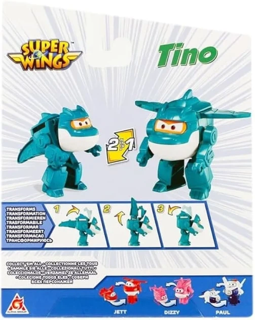 Игровая фигурка-трансформер Super Wings Тино 10 см ударопрочный пластик робот/самолет - изображение 6