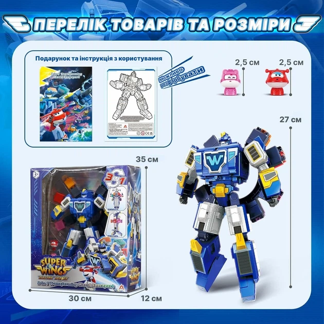 Игровой набор Трансформер 3в1 27 см ударопрочный пластик космический самолет/робот/космопорт - изображение 5
