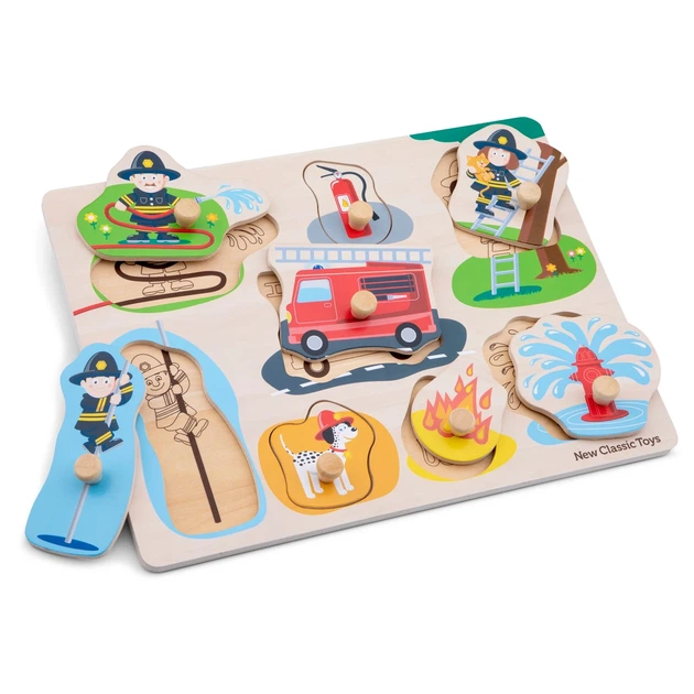 Деревянный пазл «Пожарная бригада» New Classic Toys, 8 частей (10433) - Фото 1 Деревянный пазл «Пожарная бригада» New Classic Toys, 8 частей (10433) - изображение 1