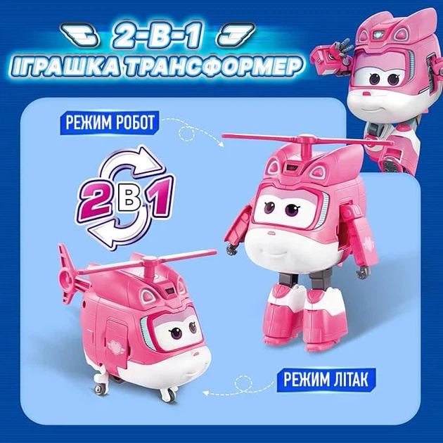 Игровая фигурка-трансформер Super Wings Диззи 12,5 см ударопрочный пластик робот/самолет - изображение 3