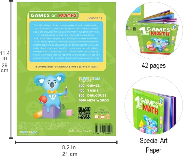 Интерактивная книга Smart Koala Математика 1 BY для детей 2+ бумага разноцветная 70 уроков - изображение 2