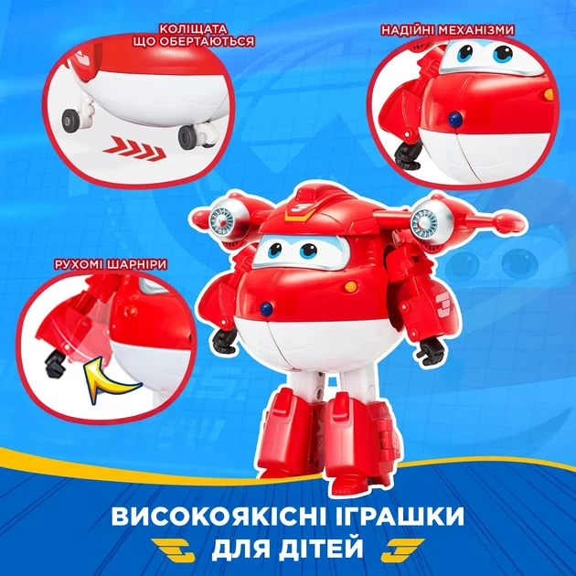 Игровая фигурка-трансформер Super Wings Джетт робот/самолет ударостойкий пластик 12,5 см - изображение 5