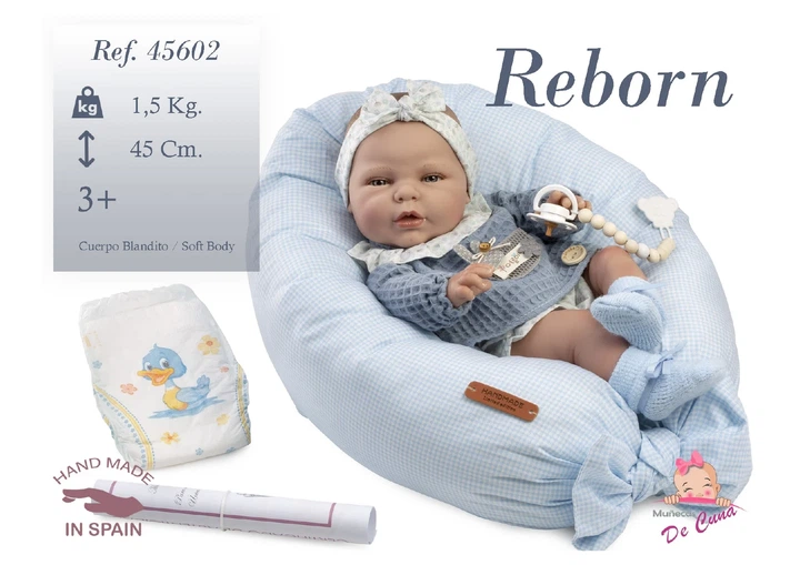 Кукла Reborn Ниньо 45 см в голубом костюмчике, Munecas De Cuna - Фото 1 Кукла Reborn Ниньо 45 см в голубом костюмчике, Munecas De Cuna - изображение 1