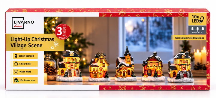 Новогодняя LED-композиция «Рождественское жилы» LIVARNO home, 5 домиков, 10 LED, таймер - Фото 3 Новогодняя LED-композиция «Рождественское жилы» LIVARNO home, 5 домиков, 10 LED, таймер - изображение 3