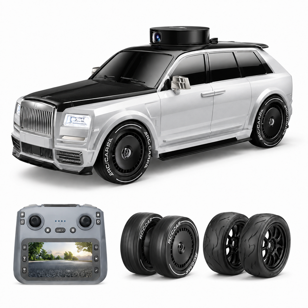 Радиоуправляемая машинка Rolls-Royce Cullinan QBRC 911S 1:18 4WD с камерой 720P, экраном 4.5", Wi-Fi, дрифтом, LED-подсветкой и 2 комплектами колёс - изображение 5