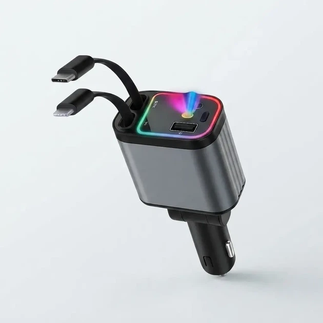Автомобильное зарядное устройство 4 в 1 с быстрой зарядкой, USB портами и подсветкой «Звездное небо» 26X-204 - Фото 3 Автомобильное зарядное устройство 4 в 1 с быстрой зарядкой, USB портами и подсветкой «Звездное небо» 26X-204 - изображение 3