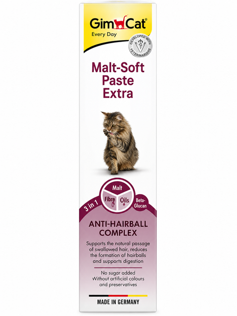 Паста для виведення шерсті у котів GimCat Malt-Soft Extra Professional, 200 г - Фото 1 Паста для виведення шерсті у котів GimCat Malt-Soft Extra Professional, 200 г - зображення 1
