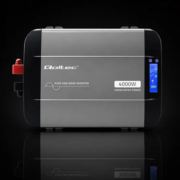 Инвертор напряжения 12 В с синусоидой 230 В 2000/4000Вт LCD-дисплей и USB с чистой синусоидой Qoltec - изображение 8