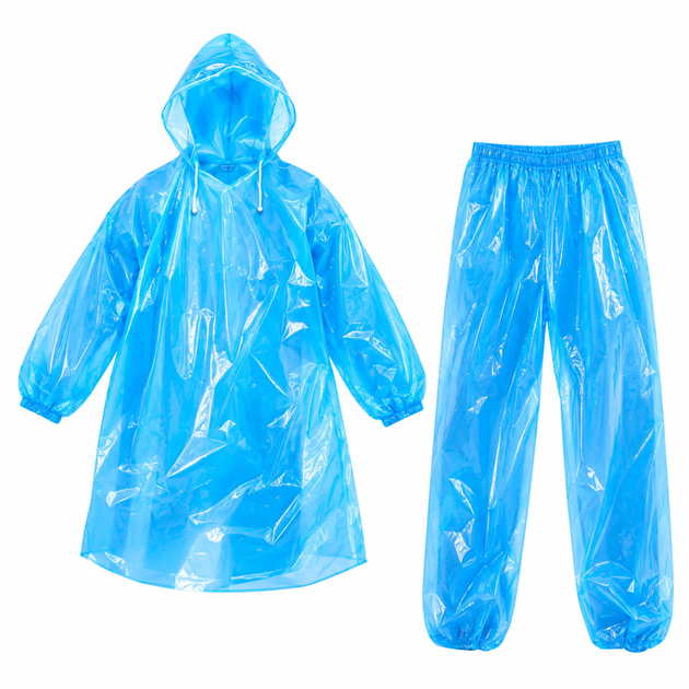 Дождевик Raincoat Set комплект плащ и брюки, голубой - изображение 2