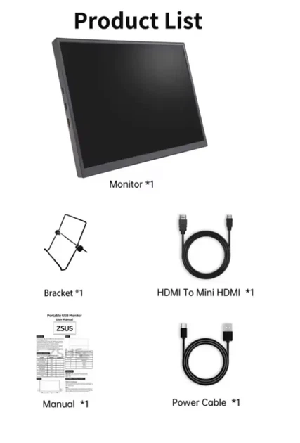 Портативний монітор ZSUS PM10A Black 10,5" 1920*1280 - Фото 2 Портативний монітор ZSUS PM10A Black 10,5" 1920*1280 - зображення 2