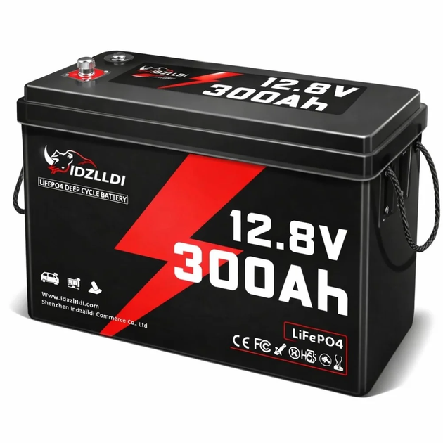 Акумулятор LiFePO4 IDZLLDI 12.8 В 300 А·год, 3.84 кВт·год, BMS 100 А для інвертора та резервного живлення - зображення 2