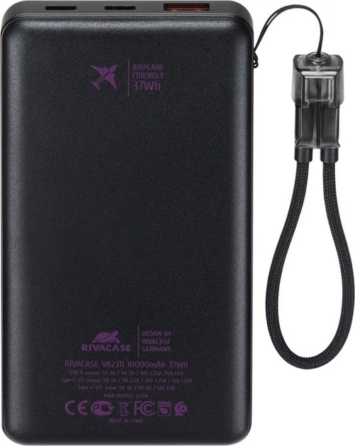 УМБ RIVACASE RIVAPOWER VA2311 10000 mAh 22.5W Black - зображення 4