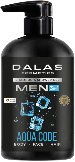 Dalas Cosmetics Шампунь-гель для душу MEN AQUA CODE 3в1, 550 мл - Фото 1 Dalas Cosmetics Шампунь-гель для душу MEN AQUA CODE 3в1, 550 мл - изображение 1